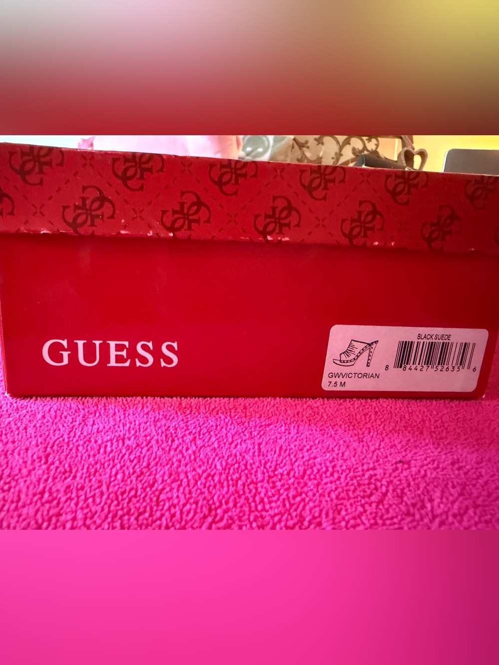GUESS Women’s Black Ruched Suede Open-Toe Studded Platform Mules - Picture 6 of 6
